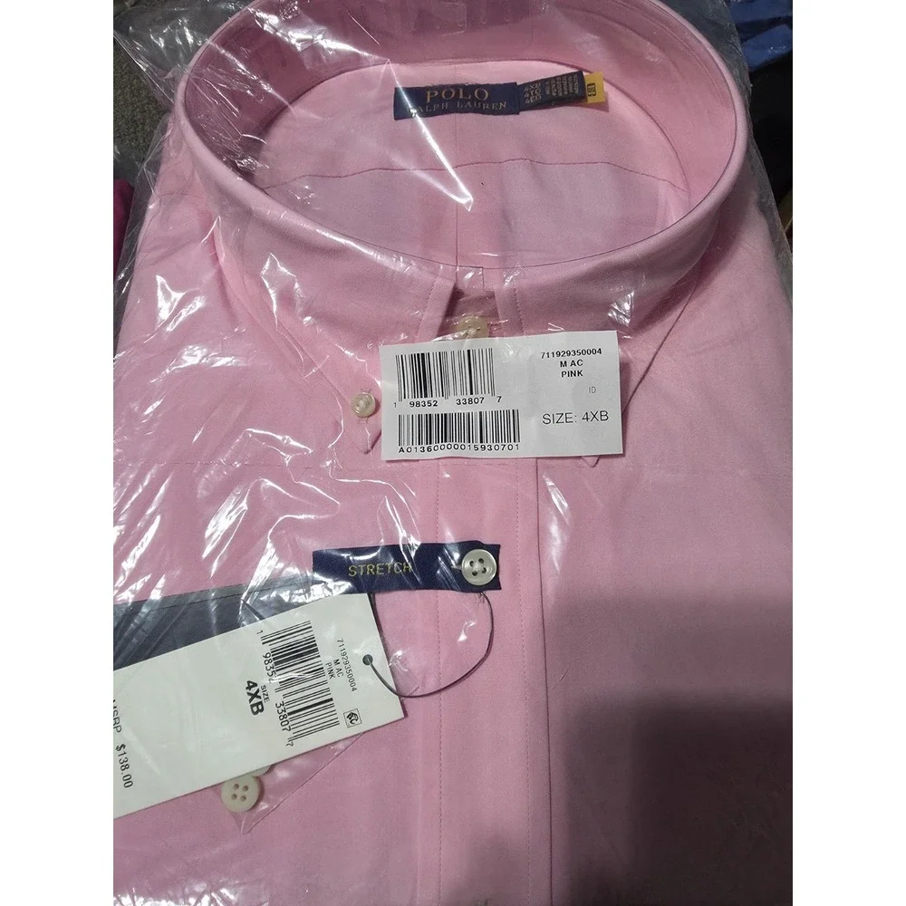 Polo Ralph Lauren Cotton Classic Pink Long Sleeve Blue Pony Men's Size 4XB NWT